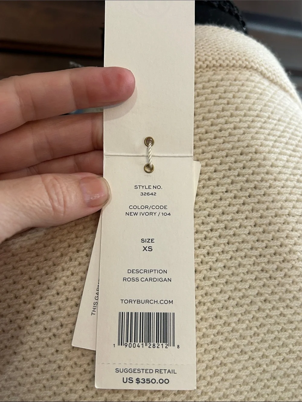 NWT Tory Burch Sz XS Cream Knit Buckle-Front Ross Cardigan Sweater Jacket